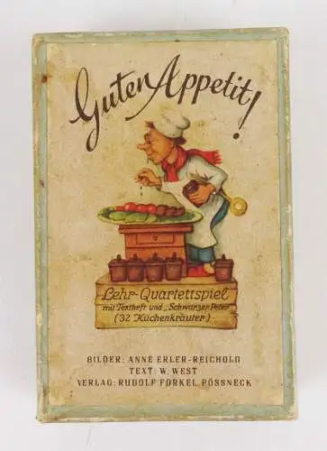 Guten Appetit Lehr Quartettspiel Schwarzer Peter Küchenkräuter um 1955