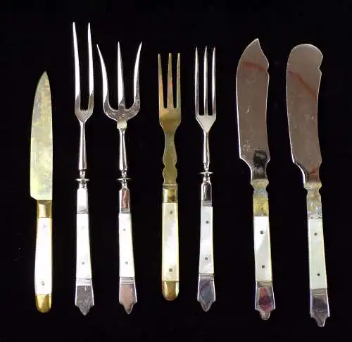 Vorlegebesteck Antik Perlmut Griffe Buttermesser Gabeln Obstmesser