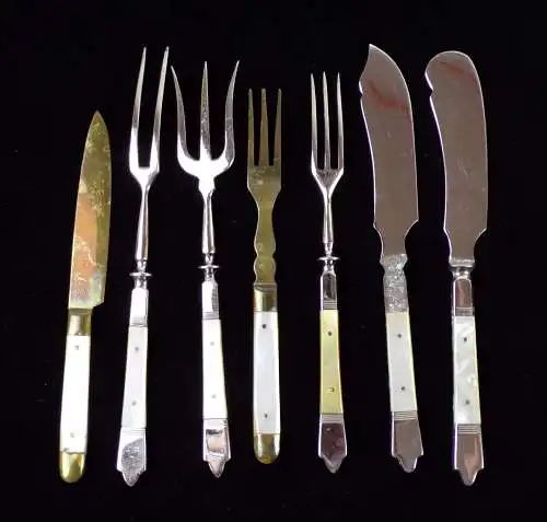 Vorlegebesteck Antik Perlmut Griffe Buttermesser Gabeln Obstmesser