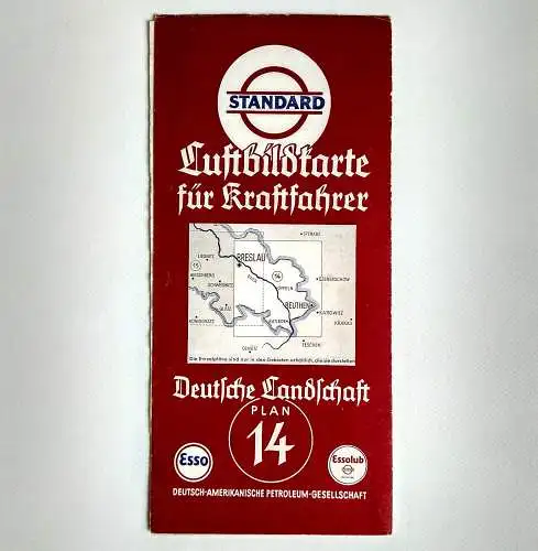 Esso Standard Luftbildkarte Breslau Beuthen Plan 14 Oberschlesien