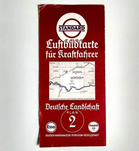 Standard Esso Luftbildkarte für Kraftfahrer Plan 2 Augsburg München
