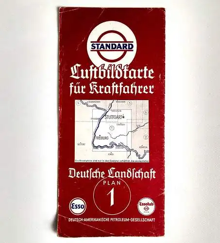 Esso Standard Luftbildkarte f. Kraftfahrer Plan 1 Stuttgart Freiburg