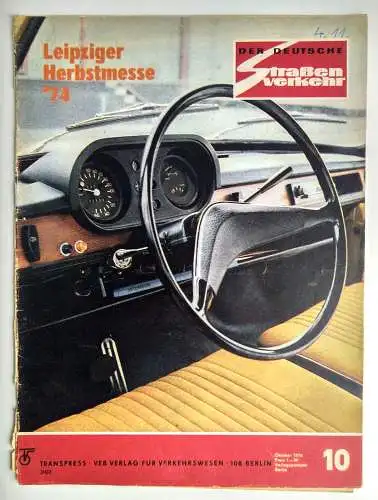Der Deutsche Straßenverkehr 1974 Nr. 10 Leipziger Herbstmesse 74