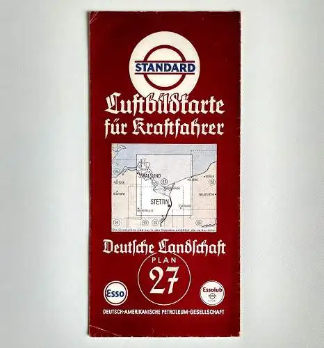 Esso Standard Luftbildkarte f. Kraftfahrer Stralsund Stettin Plan 27 Vorpommern