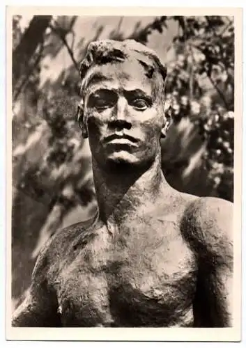 Foto Ak Georg Kolbe Junger Streiter Deutsche Kunst