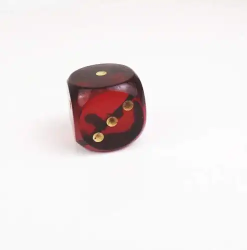 Kunstharz Würfel Rot 3,2 x 3,2 cm DDR