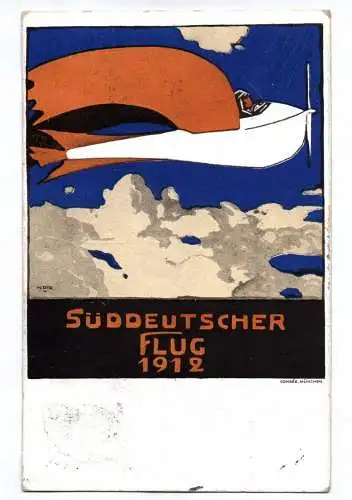 Ak Süddeutscher Flug 1912 Flugpost München nach Würzburg