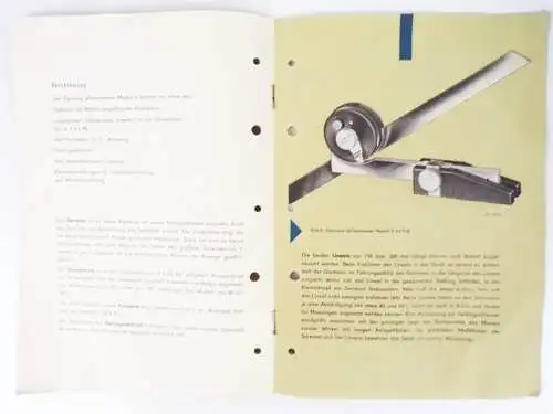 Carl Zeiss Jena Prospekt optischer Winkelmesser Modell II 1957