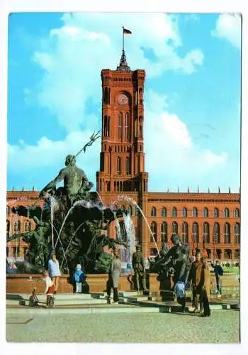Foto Ak Berlin Neptunbrunnen am Rathaus 1986
