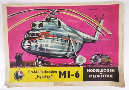Alter Kranich Modellbogen Großhubschrauber Myschka MI-6 beschädigt