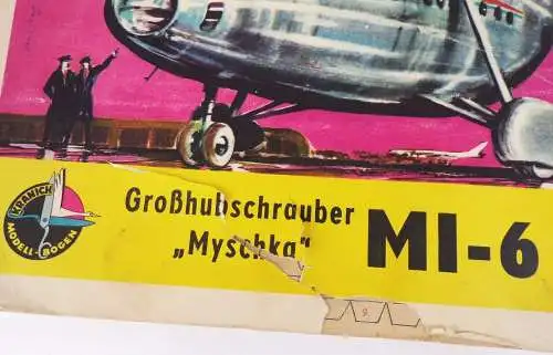 Alter Kranich Modellbogen Großhubschrauber Myschka MI-6 beschädigt