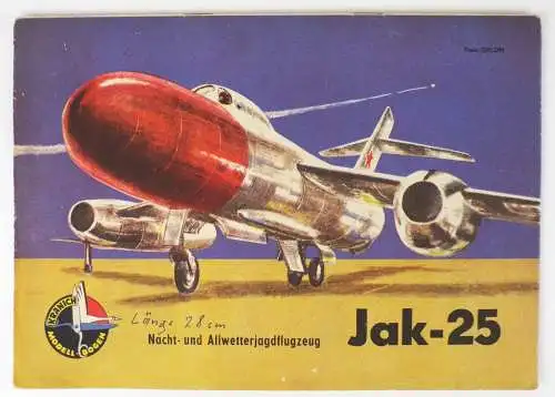 Kranich Modellbogen Nacht und Allwetter Jagdflugzeug Jak-25 DDR Papiermodell