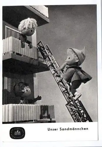 Ak Unser Sandmännchen 1968 mit Leiter am Balkon