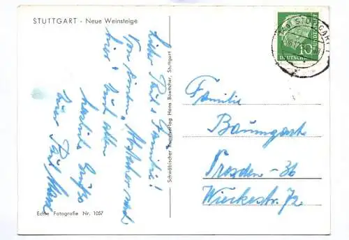 Ak Stuttgart Neue Weinsteige 1954