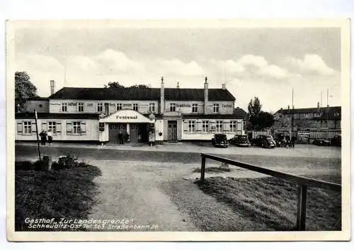 Ak Schkeuditz Gasthof Zur Landesgrenze Leipzig Autos