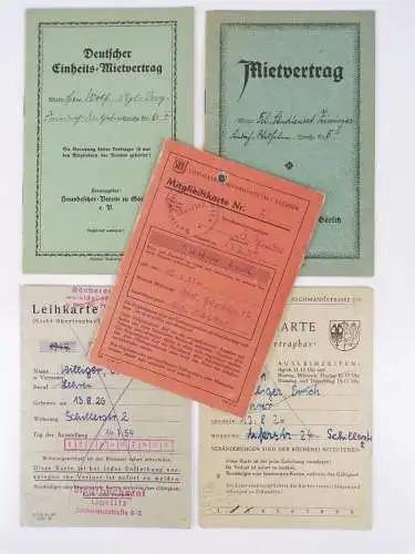 Görlitz Mitvertrag Stempelmarken Dokumente Leihkarten SVA Mitgliedskarte