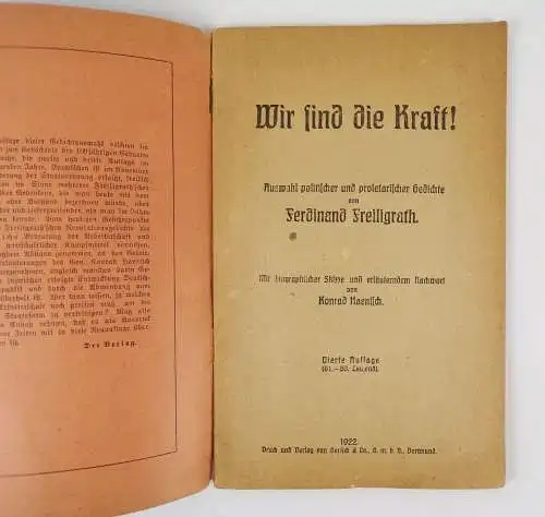 Wir sind die Kraft Proletarischer Gedichte von Ferdinant Freiligrath 1922