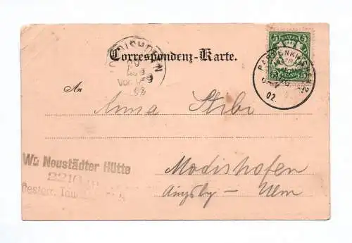 Ak Gruss von der Wiener Neustädter Hütte 1902 Ehrwald