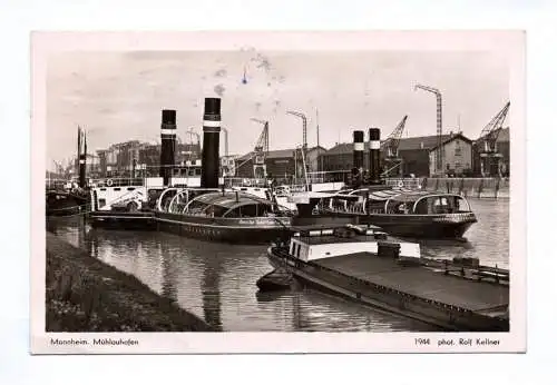 Foto Ak Mannheim Mühlauhafen 1955 Boote Schiffe