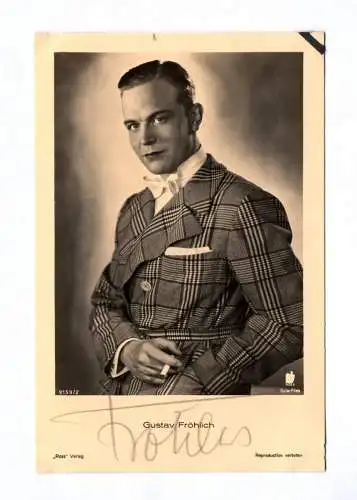 Autogrammkarte um 1940 Gustav Fröhlich Echtfoto Autogramm Ross Verlag
