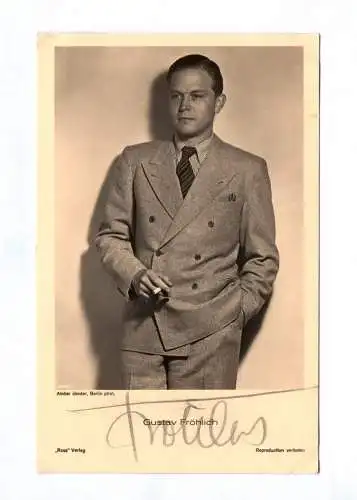 Original Autogramm Gustav Fröhlich um 1940 Echtfoto Autogrammkarte Ross Verlag