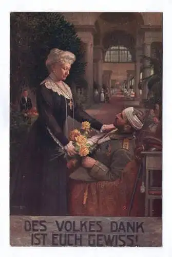 Künstler Ak 1 Wk Des Volkes Dank ist euch gewiss Soldat