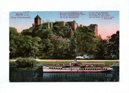 Künstler Ak Halle an der Saale Burg Giebichenstein Dampfer 1930
