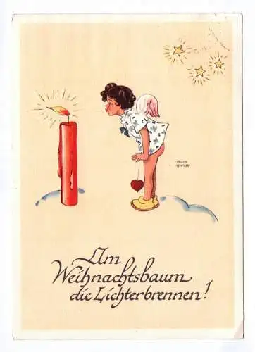 Künstler Ak 1951 Am Weihnachtsbaum die Lichterbrennen