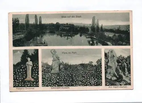 Ak Sangerhausen Blick auf die Stadt Flora im Park Kaiserin Denkmal 1934