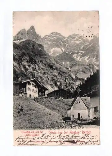 Ak Einödsbach mit der Mädelegabel Gruss aus den Allgäuer Bergen 1901