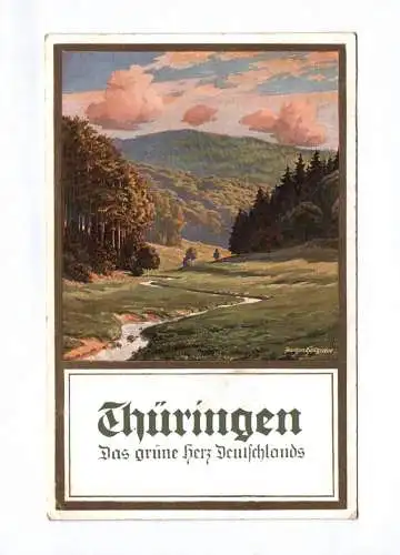 Künstler Ak Thüringen Das grüne Herz Deutschlands 1927