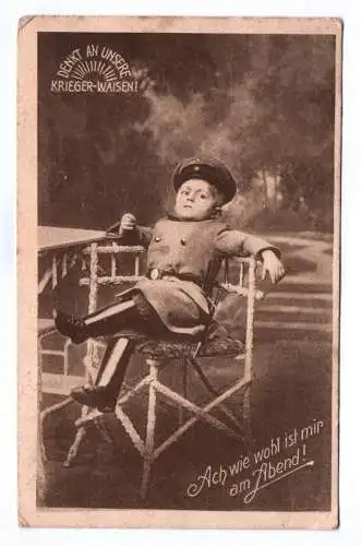 Ak unsere Krieger Waisen Ach wie wohl ist mir am Abend Kind in Uniform 1918