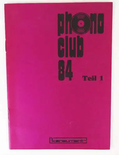 Phonoclub Konsument Teil 1 1984 Schallplatten Katalog Vinyl DDR GDR