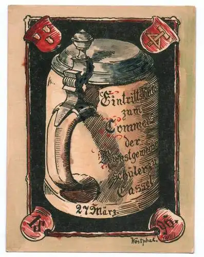 Studentika Ak Commers Kunstgewerbe Schüler Kassel Cassel Otto Westphal 1896