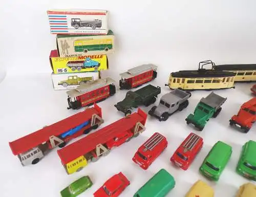 Modellautos Espewe Permot Konvolut meist H0 Straßenbahn LKW Autos PKW