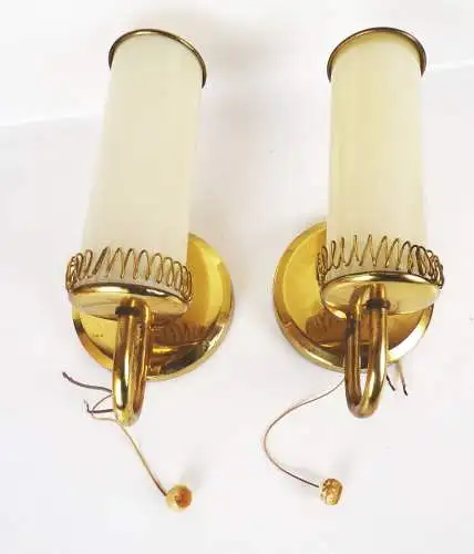 Wandlampe Mid Century Pärchen 2 Stück Messing Glas E14 Vintage 