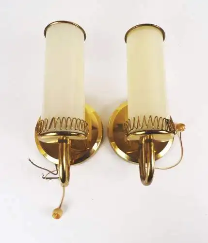 Wandlampe Mid Century Pärchen 2 Stück Messing Glas E14 Vintage 