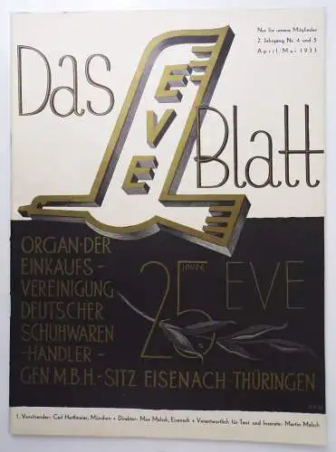 Das EVE Blatt Schuhwaren Schuster Schuhmacher Zeitung 1933 Reklame