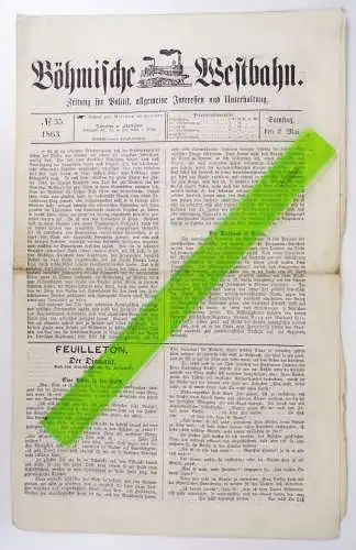 Böhmische Westbahn Zeitung 1863 No 35 Böhmen