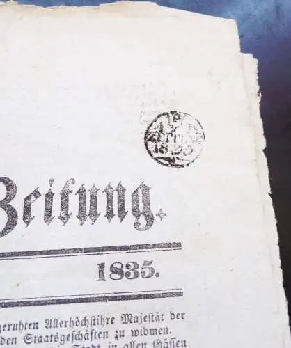 Prager Zeitung Nr 144 September 1835 Büttenpapier mit Zeitungsstempel Fiskal