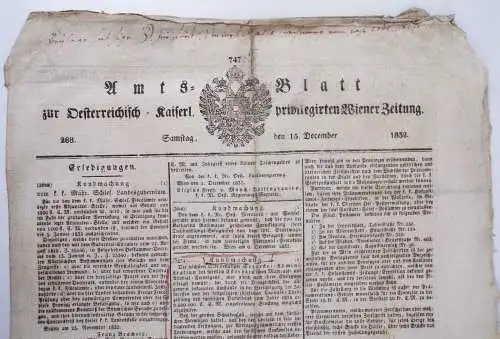 Amtsblatt zur Wiener Zeitung 1832 Nr 288