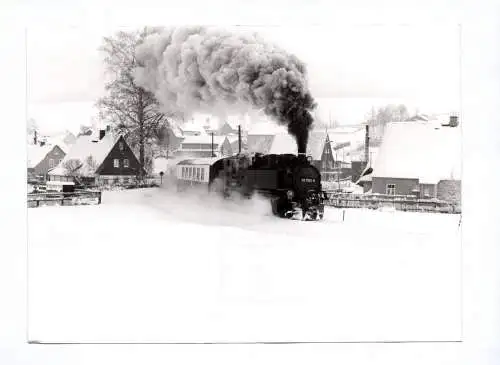 Foto Dampflok 99 1780-8 im Schnee Schmalspurbahn Cranzahl Oberwiesenthal Neudorf