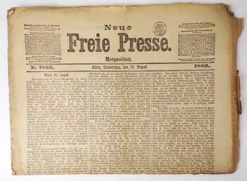 Wien Neue Freie Presse No 7895 August 1886 Zeitung