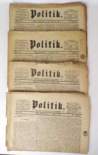 Politik Zeitung Prag Tschechien 1882 - 1886 Zeitungsstempel