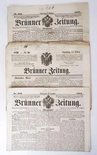 Brünner Zeitung 1859 bis 1864 Brünn Brno Tschechien
