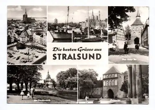 Ak Die besten Grüsse aus Stralsund 1977 Leninplatz Kniepertor Hafen