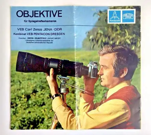 Alter Prospekt Objektive für Spiegelreflexkameras Carl Zeiss Jena 1978