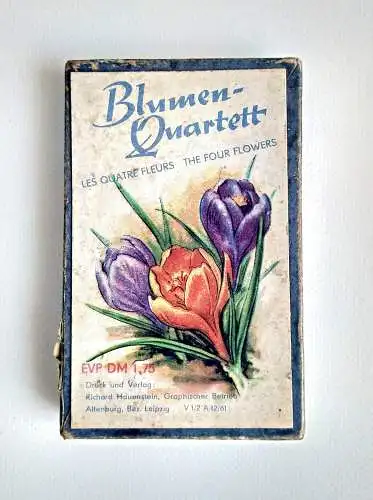 Blumen Quartett mit 32 Karten altes Spiel 1961