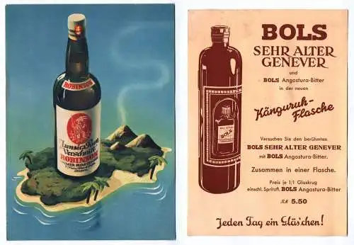 Alte Reklame Spirituosen Bols Jamaica Rum Prospekte 2 Stück
