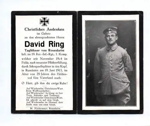 Gefallenenbild 1 Wk 19 Reserve Infanterie Regiment Rumänien 1917